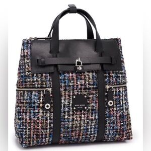 Henri bendel Black and Multicolor Tweed Backpack